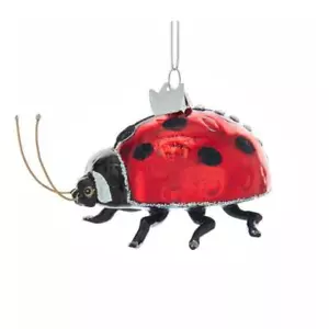 "ADORNO DE VIDRIO LADYBUG 3" Kurt Adler Gemas Nobles Árbol de Navidad Insecto Rojo NB1356 - Imagen 1 de 2