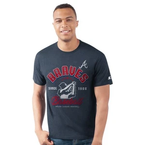 Men's Starter  Navy Atlanta Braves Prime Time Batter T-Shirt - Picture 1 of 2