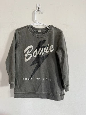 Suéter de cuello redondo lavado con ácido gris Bowie de comida chatarra para niños, suave, talla 5T Foto 1 de 4