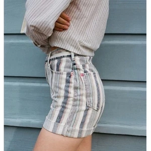 BDG Mom High Rise Denim Jean Shorts Multicolor Striped Summer Casual Size 24 - Picture 1 of 7