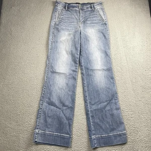 Judy Blue Jeans Womens 11/30 Blue Wide Leg Full Length Denim Mid Rise Light Wash - Picture 1 of 10