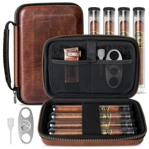 AWOTE Reise Zigarren Humidor Etui Tragbare Reise Zigarrentasche mit 4 Zigarrenhülsen,... - Bild 1 von 6