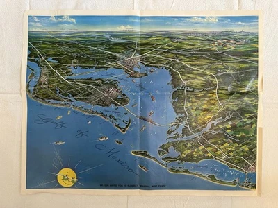 1954 Lenz & Smith Bird’s-Eye Map of Tampa Bay, Florida – Original - Image 1 of 4