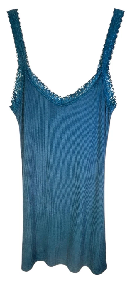 Camiseta regata Anthropologie com alça de renda X pequena 0 2 com nervuras em camadas $69 - Imagem 1 de 4