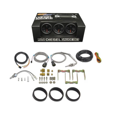 Black 7 Color Diesel Gauge Set - 60 Boost, 1500 Pyrometer EGT, Trans Temp Gauges - Image 1 of 4