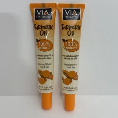 2 X Aceite de cúrcuma VIA NATURAL 1,5 OZ EA promueve el equilibrio saludable del cuero cabelludo Foto 1 de 4