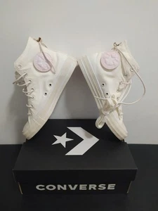 Scarpe Converse All Star Hi Alte Chuck Taylor Tela Uomo Donna Bianco/Rosa n.37 - Foto 1 di 12