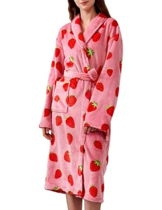 Women's Fleece Bath Robe Full Length Plush Soft Bathrobe Warm Lounge Sleepwea... - Picture 1 of 6