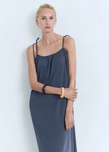 NEW MANGO (Zara Group) BOW COTTON Dress IN BLUE size EUR XS - Picture 1 of 7