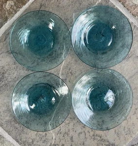 Handblown Cerulean Glass 6" Dishes Set of 4 - Picture 1 of 10