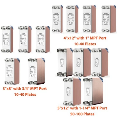 Intercambiador de calor de placas soldadas ALORAIR 316L acero inoxidable - tamaño muti, puerto MPT y placas Foto 1 de 4