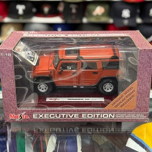 1/18 Hummer H2 SUV Orange Diecast Maisto Executive Edition Wood Display Stand - Picture 1 of 5