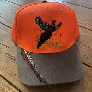 New - Pheasants Embroidered Blaze Orange Trucker Hat Hunting Fishing SnapBack - Picture 1 of 13