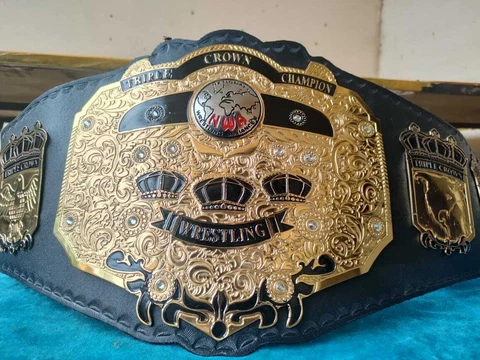 NWA OLD SCHOOL TRIPLE CROWN WRESTLING CHAMPIONSHIP BELT ADULT SIZE 4mm ZINC Cover