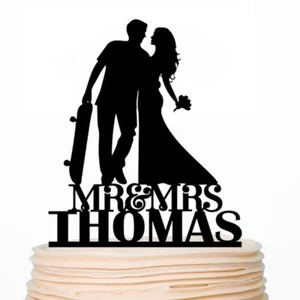 Skateboarder Wedding Cake Topper Skateboarding Skater Cake Toppers  Mr And Mrs - Picture 1 of 5