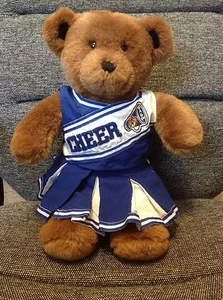 Costruisci un orso peluche marrone 14" blu e bianco vestito cheerleader occhi di plastica - Foto 1 di 7