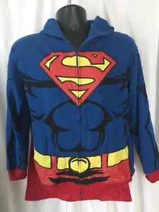 SUPERMAN zip front hoodie with cape DC Comics Child's size L/XL Adult Size Small - Picture 1 of 3