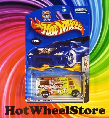 2003 Hot Wheels  FINAL RUN    Yellow    AMBULANCE   Card #196 HW73-031524 - Image 1 of 4