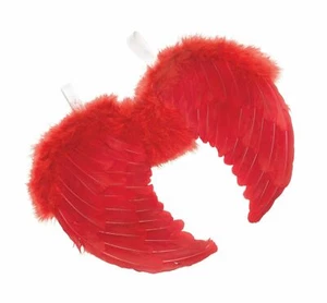 Red Feather Angel Wings Naughty Devil Halloween Fancy Dress Costume Hen Night - Picture 1 of 1