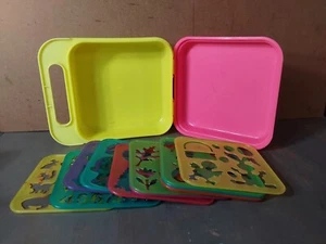 Juego de arte de plantillas Tupperware Tuppertoys de colección 11 estuche de almacenamiento amarillo rosa - Imagen 1 de 6
