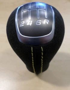 2014-2019 C7 Corvette Black Suede Manual Shift Knob w/ Yellow Stitching - Picture 1 of 3