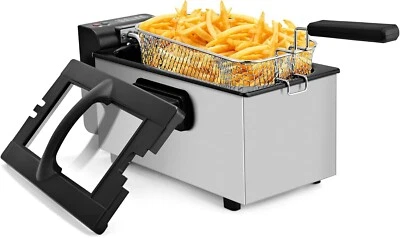 Pukomc Deep Fryer 3 L Capacity with Basket Adjustable Temperature Stainless Stee