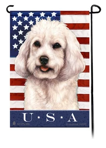 Patriotic USA Garden Flag - White Cockapoo 043D - Picture 1 of 1