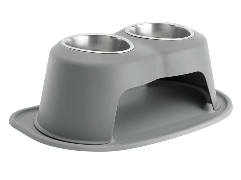 Pet Feeding System by WeatherTech Double High Stand for Dog/ Cat in Dark Grey - Image 1 of 2