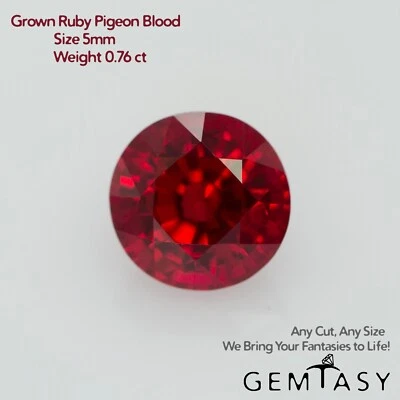 Cut stone - Ruby Pigeon blood Czochralski (Pulled) lab grown, facet 5mm 0.75ct - Image 1 of 4