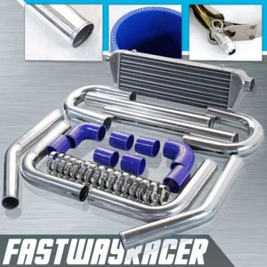 Universal Blue 2.5'' Aluminum FMIC Piping Kit + 27''X7''X2.5'' Intercooler Pipe - Picture 1 of 1