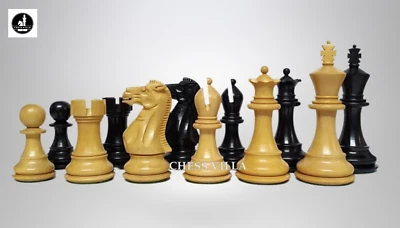 Solo piezas de ajedrez profesional Club Staunton de 3,75′′ - boj ebonizado ponderado Foto 1 de 4