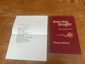 Swerving Straight with Insert Poems, Selected and New Thomas Johnson SIGNED - Imagen 1 de 4