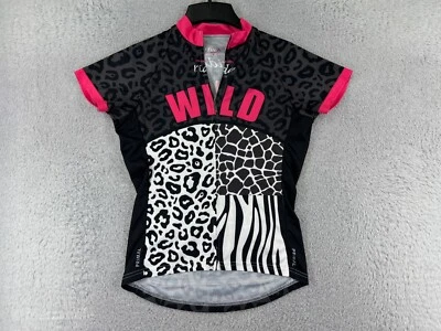 Primal Велоспорт Джерси Женщины Маленький Черный Белый Розовый Животный Принт Карманы на Молнии - Изображение 1 из 4