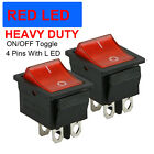2X Red On/OFF 4 Pin Toggle Led Rocker Switch DPST  Snap-In AC 16A/250V 20A/125V