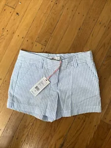 NWT! Vineyard Vines Girl's Seersucker Striped Blue & White Chino Short 10 - Picture 1 of 6