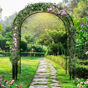 XXL Tall Metal Garden Arch Trellis Double Column Curved Climbing Plant Archway - Picture 1 of 20