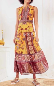 Vestido Heine Maxi Vestido Volantes Ocre Naranja Talla 40 42 44 - Imagen 1 de 6
