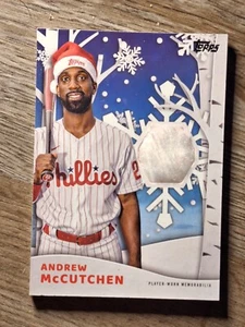 2021 Topps WalMart Exclusive Holiday Andrew McCutchen Santa Hat /75 PLAYER WORN - Bild 1 von 2