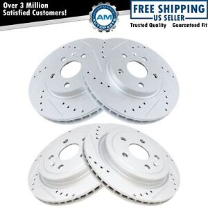 Front & Rear Performance Drilled Slotted Coated Rotor Kit for Cadillac CTS