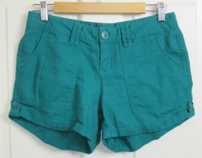 Pantalones Cortos Maurices Verde Mezcla Lino Mujer Talla 1/2 Cintura 29 Puños 96-28628 Foto 1 de 4