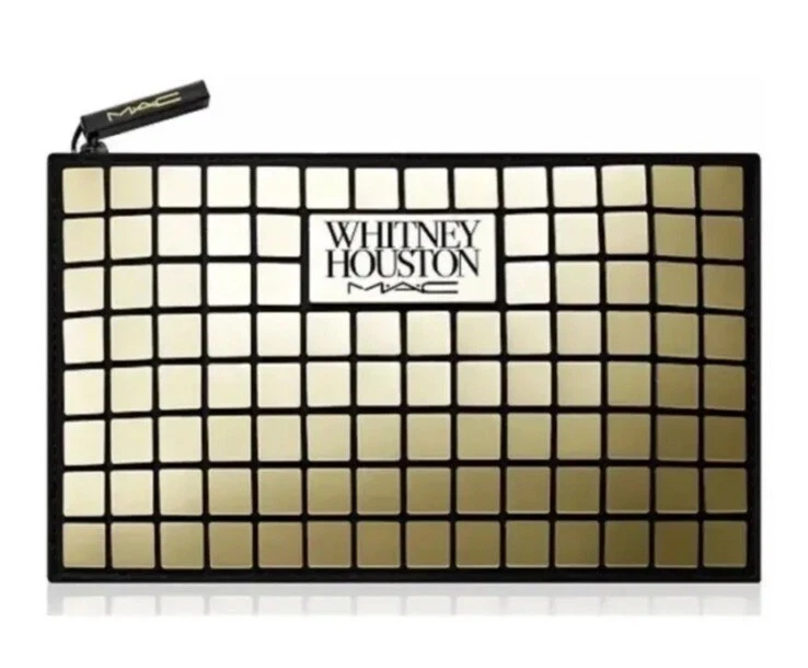 MAC X Whitney Houston NIPPY’S CLUTCH Gold Metal Accent Cosmetic Bag w/ Zipper - Image 1 of 4