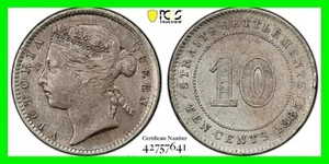 Key Date 1885 10¢ Straits Settlements Coin Victoria PCGS AU Details - Very Rare! - Bild 1 von 6