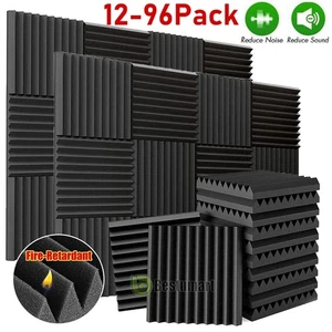12~96 PACK 12"X12"X1" Acoustic Foam Panel Wedge Studio Soundproofing Wall Tiles - Picture 1 of 22