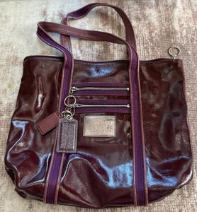 Bolso de hombro Coach Poppy monedero de cuero de amapola púrpura frambuesa #F20973-13876 - Imagen 1 de 9
