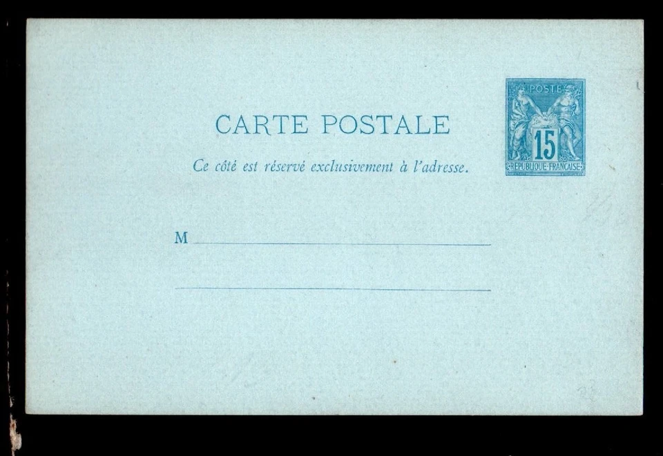 T C12 - Carte Type Sage 15 ct bleu 2 lignes pour l'adresse - Photo 1/1