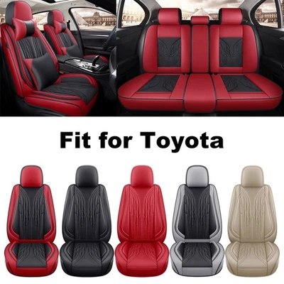 For Toyota Corolla Camry RAV4 Car Seat Covers Front Rear Full Set Nappa Leather Foto 1 de 4