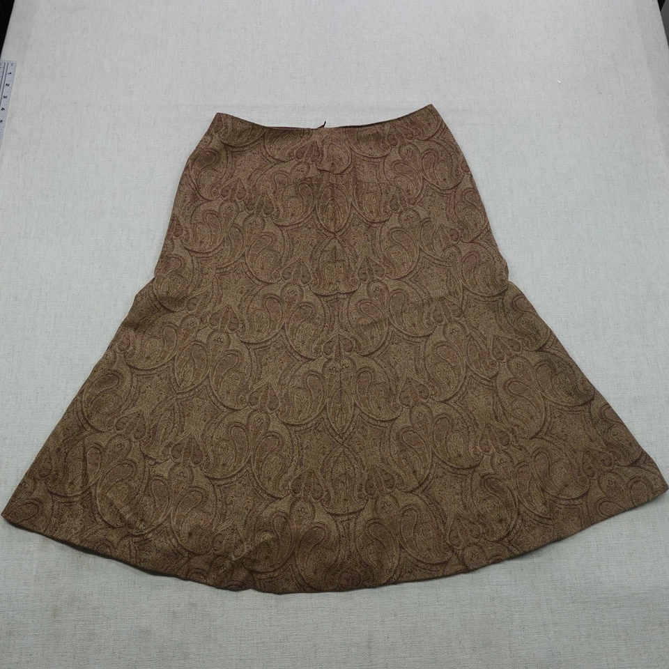 Talbots Skirt Womens 12 Brown Paisley Midi Wool Lined Career Work Dressy Classic - Image 1 of 4