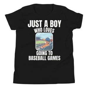 Just A Boy Who Loves Going to Baseball Games Baseball Lover Youth T-Shirt - Picture 1 of 6