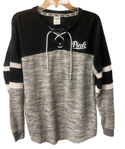 Victorias Secret Oversized Gray Black White Dog Long Sleeve Women Size S M - Picture 1 of 4