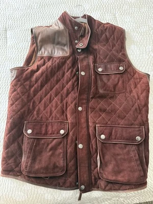 Madison Creek Outfitters Vest Mens Sz XL Brown Suede Quilted Leather Trim - Image 1 of 4